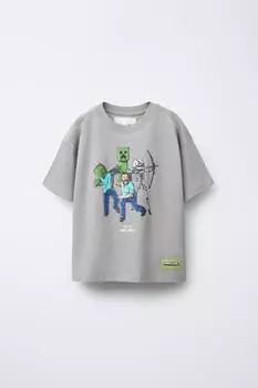 Футболка minecraft mojang ab. ZARA, антрацитовый серый