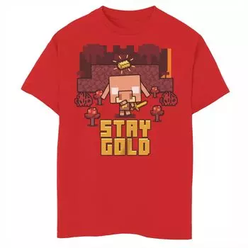 Футболка Minecraft Piglin Stay Gold для мальчиков 8–20 лет с графическим рисунком Licensed Character