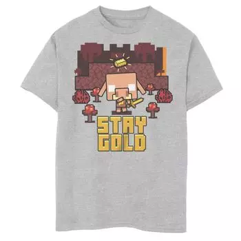 Футболка Minecraft Piglin Stay Gold для мальчиков 8–20 лет с графическим рисунком Licensed Character