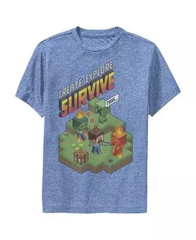 Футболка Minecraft Steve Create Explore Survive Child для мальчиков Microsoft