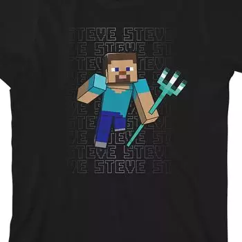 Футболка Minecraft Steve для мальчиков 8–20 лет с рисунком Pitchfork Licensed Character