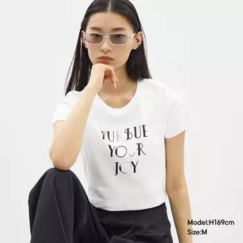 Футболка-мини GU с принтом и коротким рукавом, белый