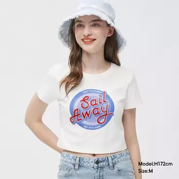 Футболка-мини GU с принтом коричневый