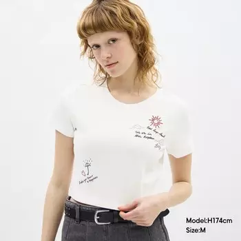 Футболка-мини GU с принтом, темно-серый