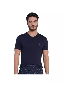 Футболка мини с оригинальным логотипом Emporio Armani, синий