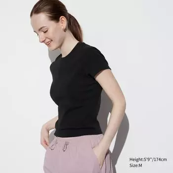 Футболка-мини Uniqlo с коротким рукавом, черный