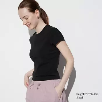 Футболка-мини Uniqlo с короткими рукавами, черный