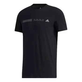 Футболка minimalistic logo solid color short sleeve black Adidas, черный