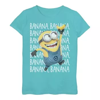 Футболка Minions Gone Bananas для девочек от 3 до 16 лет Licensed Character, цвет Tahiti Blue