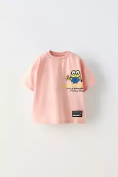 Футболка minions с бананом ZARA, розовый