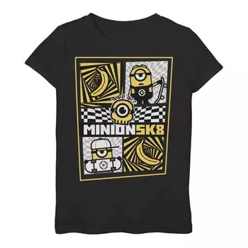 Футболка Minions SK8 с абстрактной вставкой и логотипом для девочек от 3 до 16 лет Licensed Character