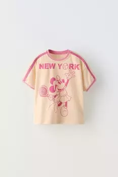 Футболка минни маус теннис disney ZARA, экрю