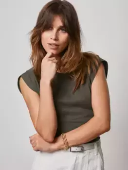 Футболка Mint Velvet Shoulder, хаки