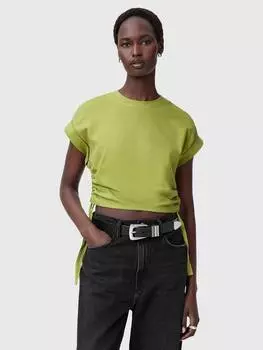 Футболка mira из чистого органического хлопка с рюшами AllSaints, цвет Unity Green