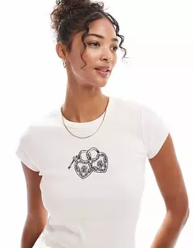 Футболка Miss Selfridge с сердечком и удлиненной резинкой, светло-розового цвета