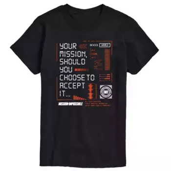 Футболка Mission: Impossible для высоких и крупных мужчин с принтом "Твоя миссия" Licensed Character, черный