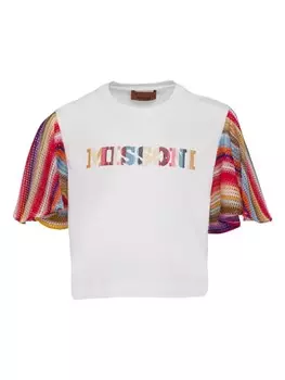 Футболка Missoni Kids из хлопка с рукавами-крючком, белый