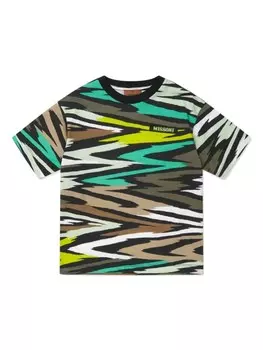 Футболка Missoni Kids из органического хлопка в полоску, зеленый