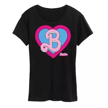 Футболка Missy Plus Barbie The Movie Heart Crest с рисунком Licensed Character, черный