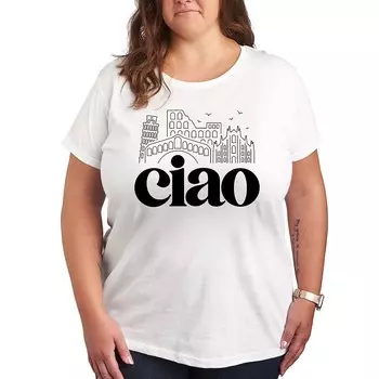 Футболка Missy Plus Size Ciao Italy Landmarks с графическим рисунком Licensed Character, белый
