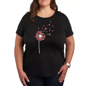 Футболка Missy Plus Size с принтом «Сердца одуванчика» Licensed Character, черный
