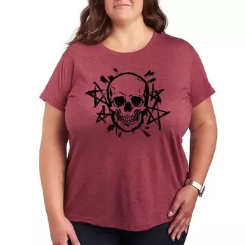 Футболка Missy Plus Size с рисунком черепа и звезд Licensed Character, цвет Heather Dark Red
