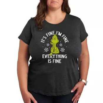Футболка Missy Plus Size с рисунком «Доктор Сьюз Гринч» It’s Fine I’m Fine Licensed Character