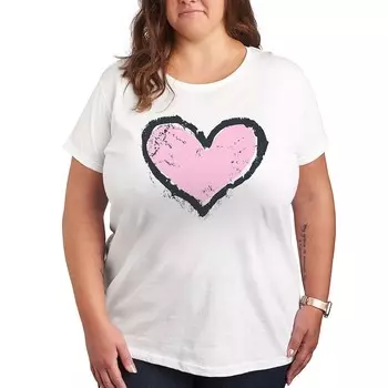 Футболка Missy Plus Size с рисунком сердца в стиле гранж Licensed Character, белый