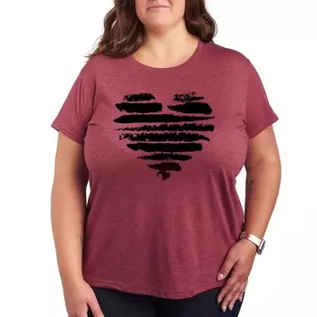 Футболка Missy Plus Size в полоску с сердечками и графическим рисунком Licensed Character, цвет Heather Dark Red