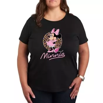 Футболка Missy размера плюс с леопардовым принтом Disney Minnie Licensed Character, черный