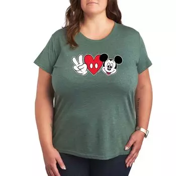 Футболка Missy размера плюс с рисунком Disney Peace Love Mickey Licensed Character