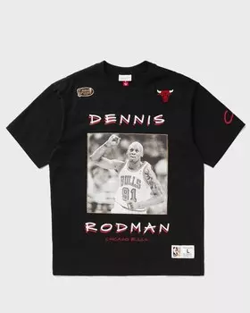 Футболка Mitchell & Ness Nba Heavyweight Premium Player Tee Vintage Logo Chicago Bulls Dennis Rodman #91, черный