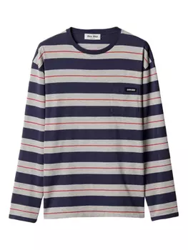 Футболка Miu Miu из хлопка с длинными рукавами, серый