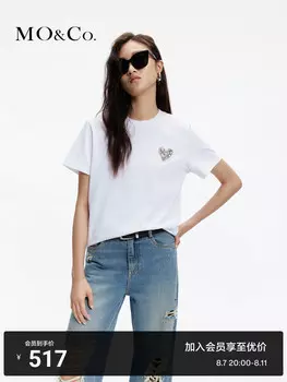 Футболка Moco 2024 с бриллиантовой вышивкой, черный