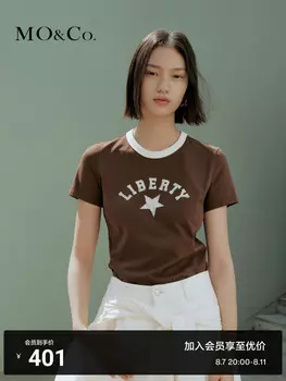 Футболка Moco 2024 в стиле ретро с круглым вырезом и короткими рукавами, белый