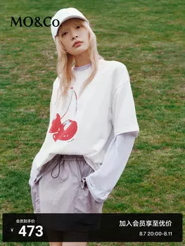 футболка Moco с вишневым принтом и круглым вырезом, светло-розовый