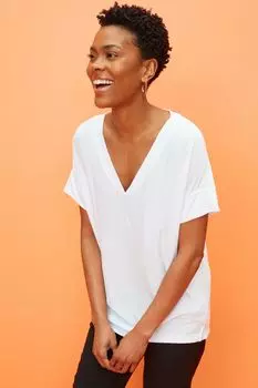 Футболка Modal Premium с V-образным вырезом Next, белый