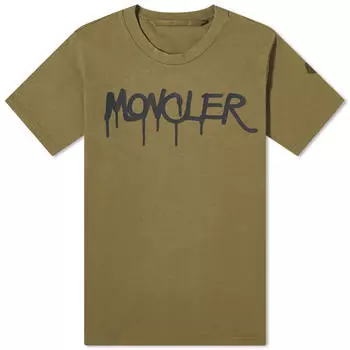 Футболка Moncler Graffiti Logo, оливковое