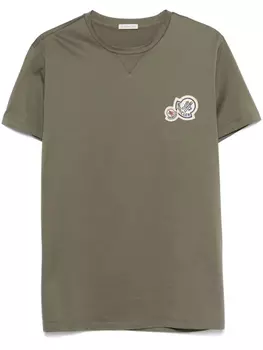 Футболка Moncler из хлопка с двойной нашивкой-логотипом, зеленый