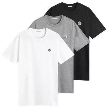 Футболка Moncler Logo T-Shirt - 3 шт, цвет Black, White & Grey