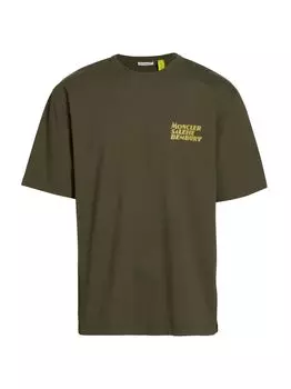 Футболка Moncler x Salehe Bembury с круглым вырезом и логотипом Moncler Genius, оливковый