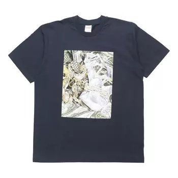 Футболка money printing short sleeve navy blue Supreme, синий