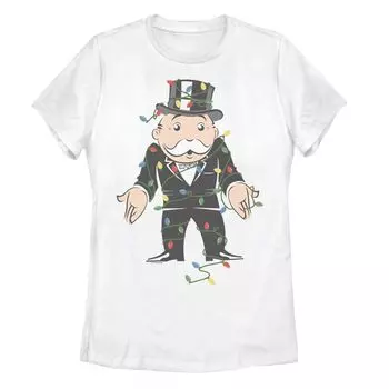 Футболка «Монополия» для юниоров Christmas Rich Uncle Pennybags Lights Licensed Character