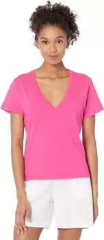 Футболка MONROW 90s V-Neck Tee in 100% Cotton, цвет Rasberry