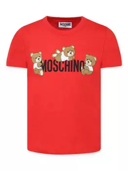 Футболка Moschino Kids с плюшевым мишкой, красный