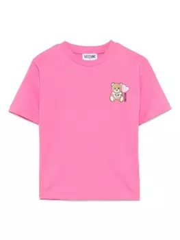 Футболка Moschino Kids с плюшевым мишкой, розовый