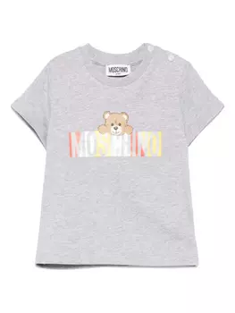 Футболка Moschino Kids с плюшевым мишкой, серый