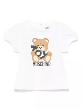Футболка Moschino Kids с принтом Leo Teddy, белый