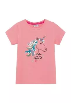 Футболка, мотив, двусторонние пайетки, детская SALT AND PEPPER, цвет Melon