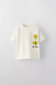 Футболка mr. men happy little miss ZARA, устрично-белый